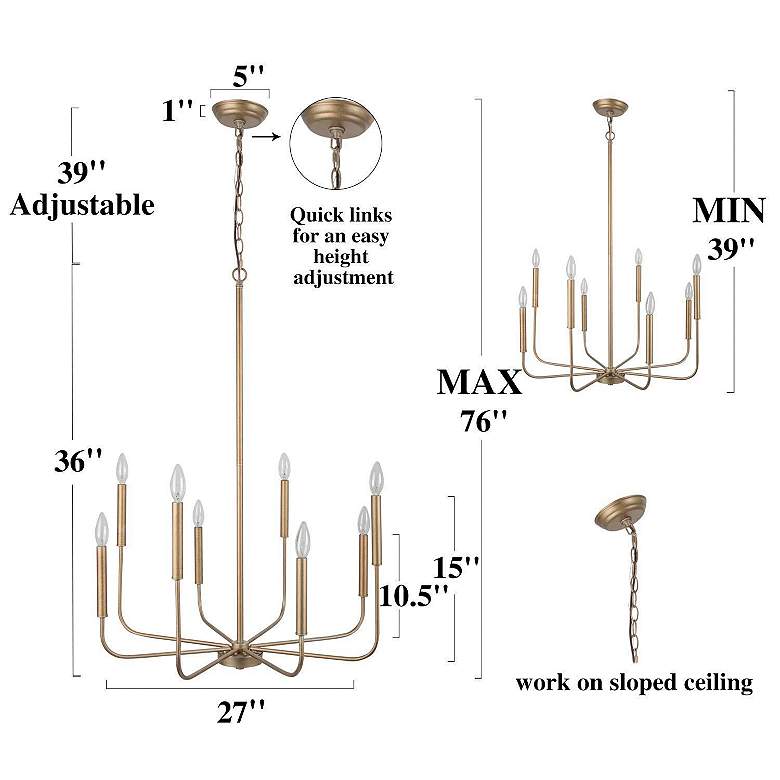 Image 4 Arlin 26 3/4 inch Wide Dark Gold 8-Light Candle Chandelier more views