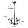 Arlin 26" Wide 6-Light Black Finish Curved Arm Candle Chandelier