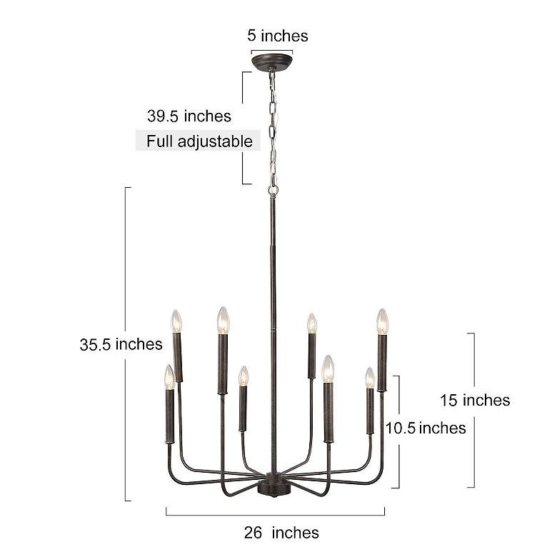 Image 4 Arlin 26" Wide Bronze 8-Light Candle Chandelier more views