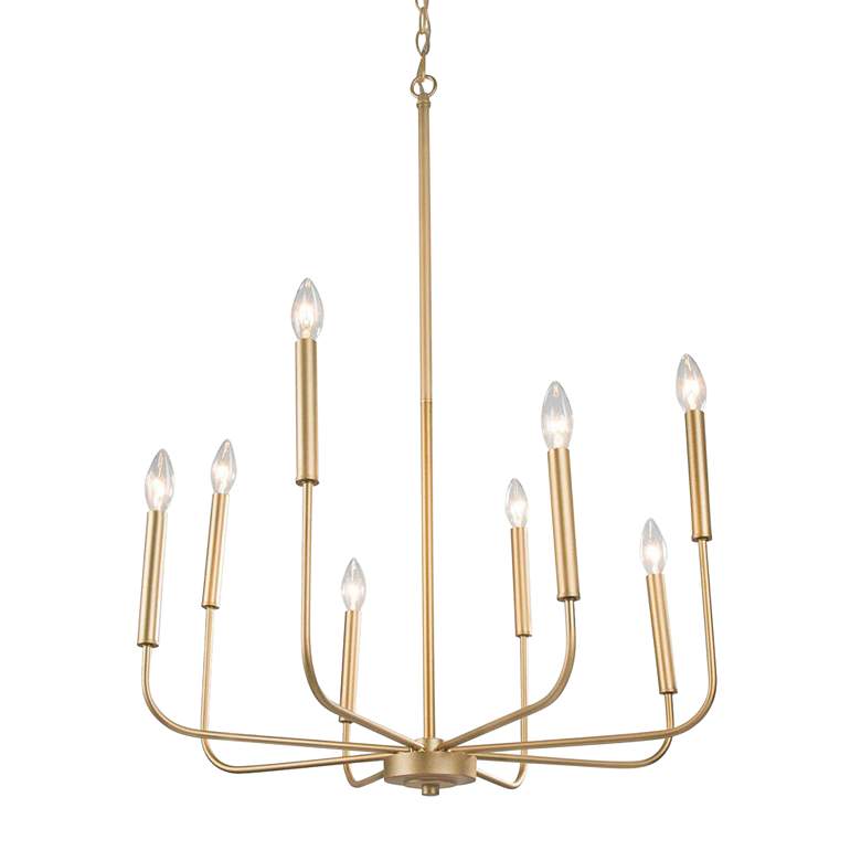 Image 1 Arlin 26" Wide Gold 8-Light Candelabra Arm Chandelier