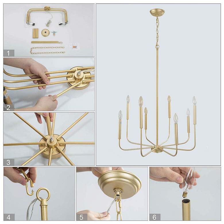 Image 7 Arlin 26" Wide Gold 8-Light Candelabra Arm Chandelier more views