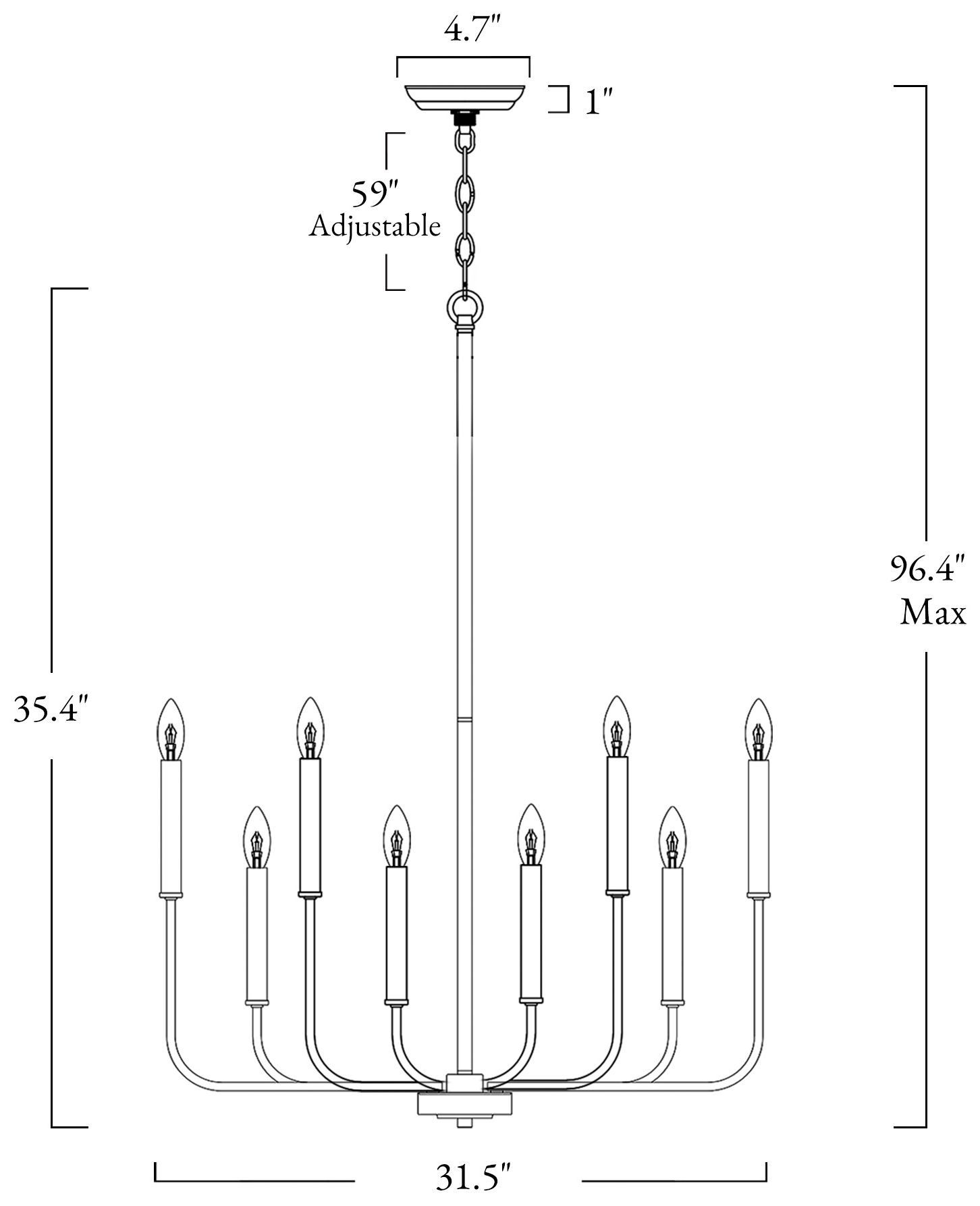 Image 2 Arlin 31.5" Wide Black 8-Light Candle Chandelier more views