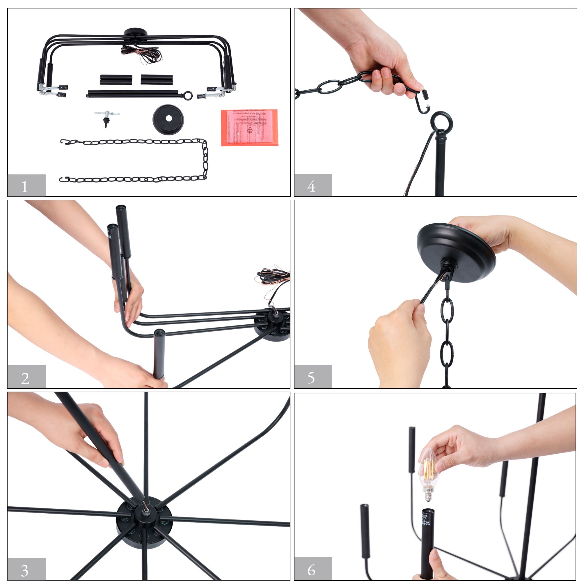 Image 6 Arlin 31.5" Wide Black 8-Light Candle Chandelier more views