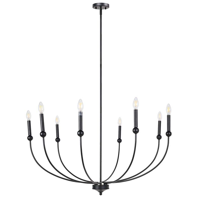 Image 1 Arlin 39.8" Wide Black 8-Light Curve Arm Chandelier
