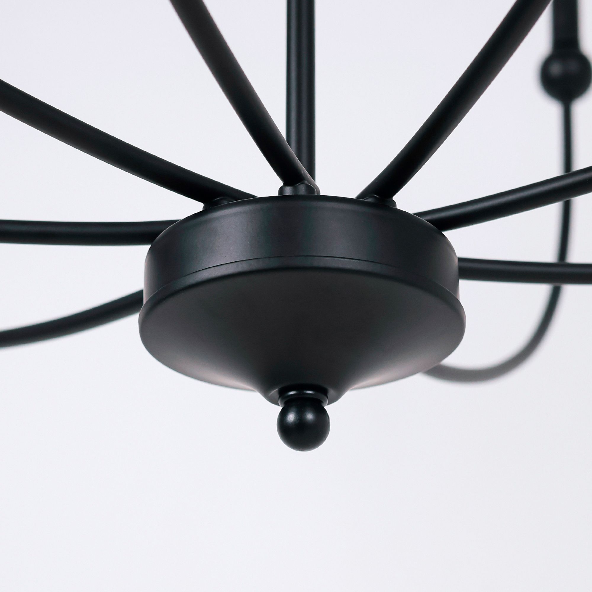 Arlin 39.8" Wide Black 8-Light Curve Arm Chandelier