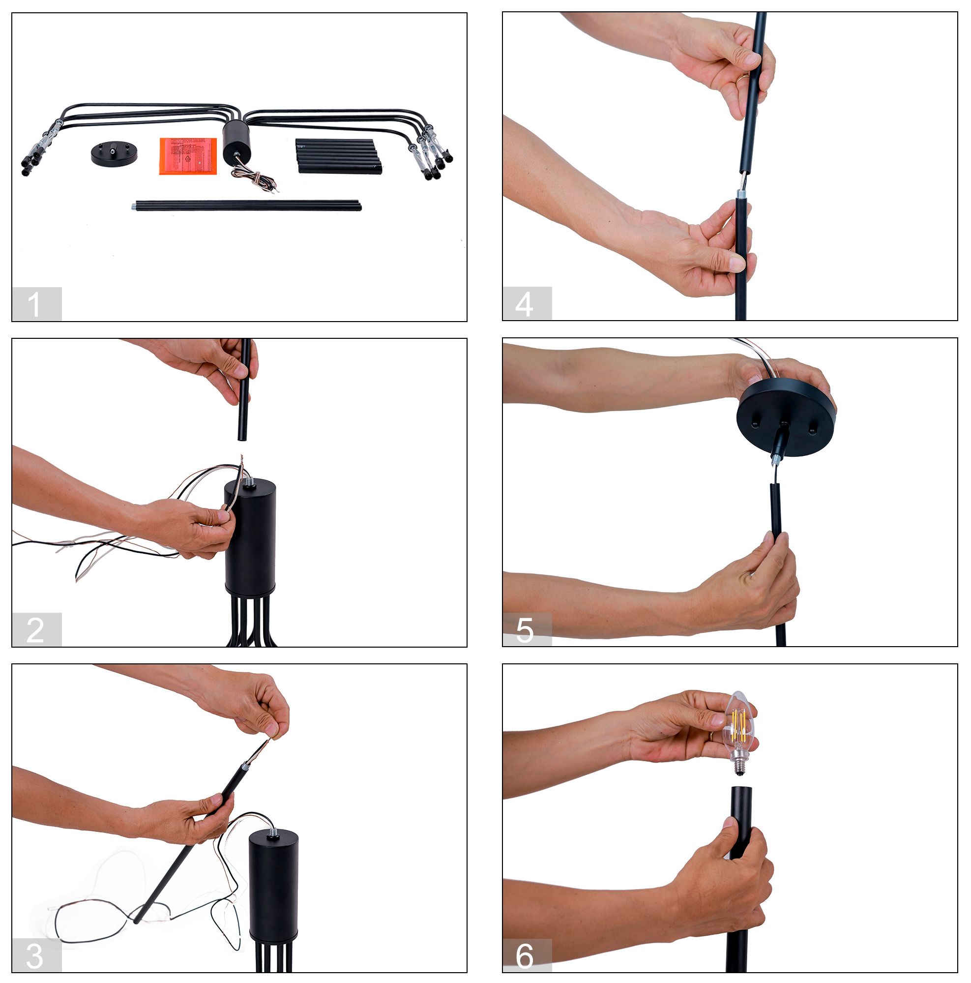 Arlin 49.2" Wide Black 8-Light Candle Chandelier