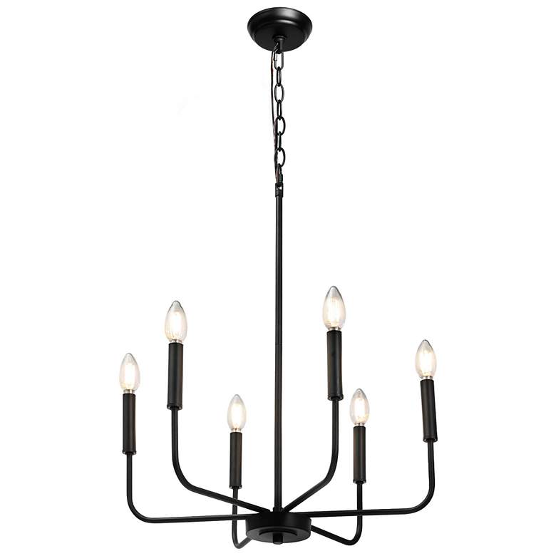 Image 1 Arlin 6-Light Farmhouse Black Chandelier