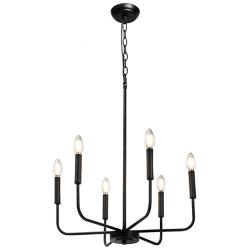 Arlin 6-Light Farmhouse Black Chandelier