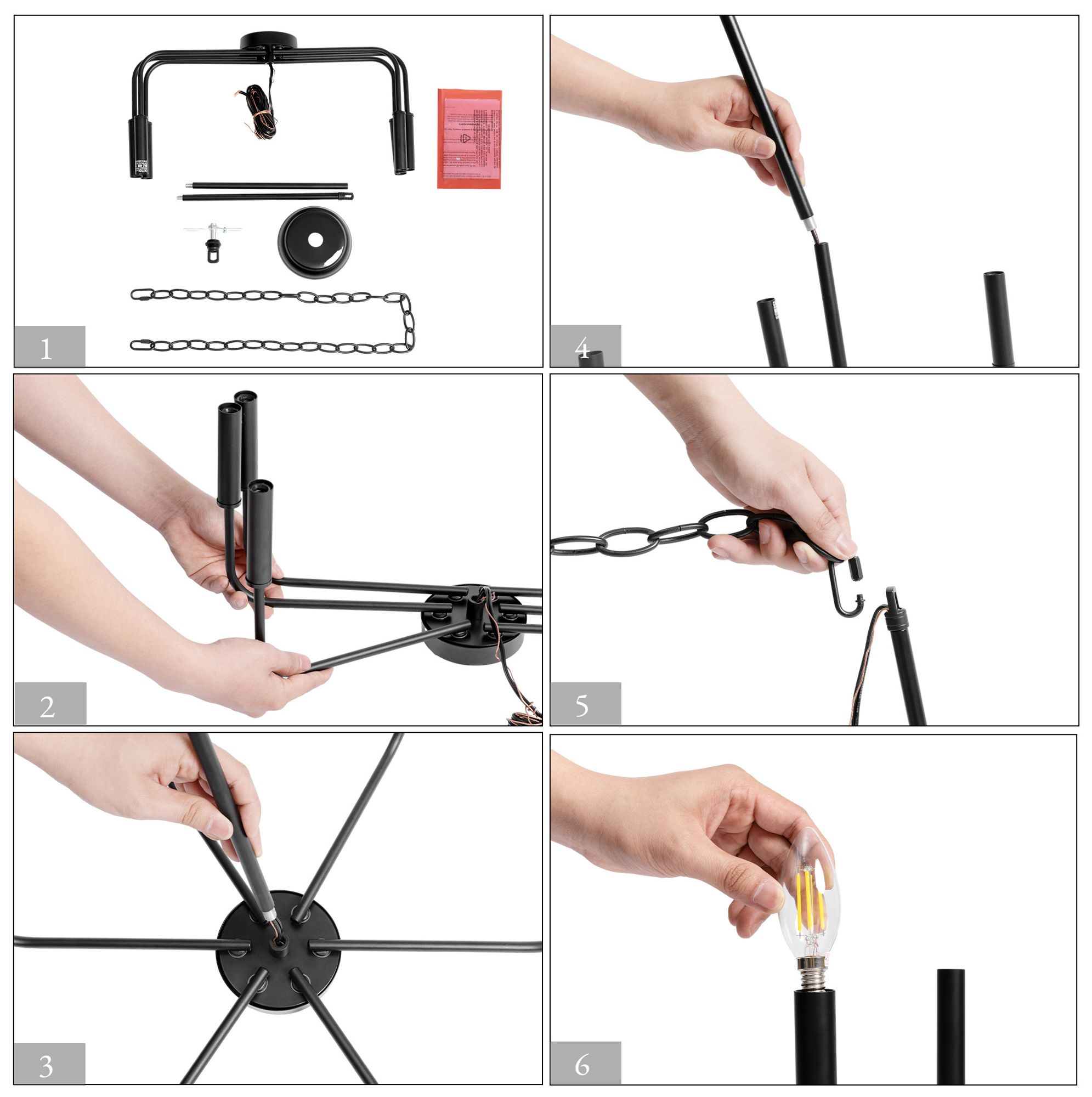 Image 6 Arlin 6-Light Farmhouse Black Chandelier more views