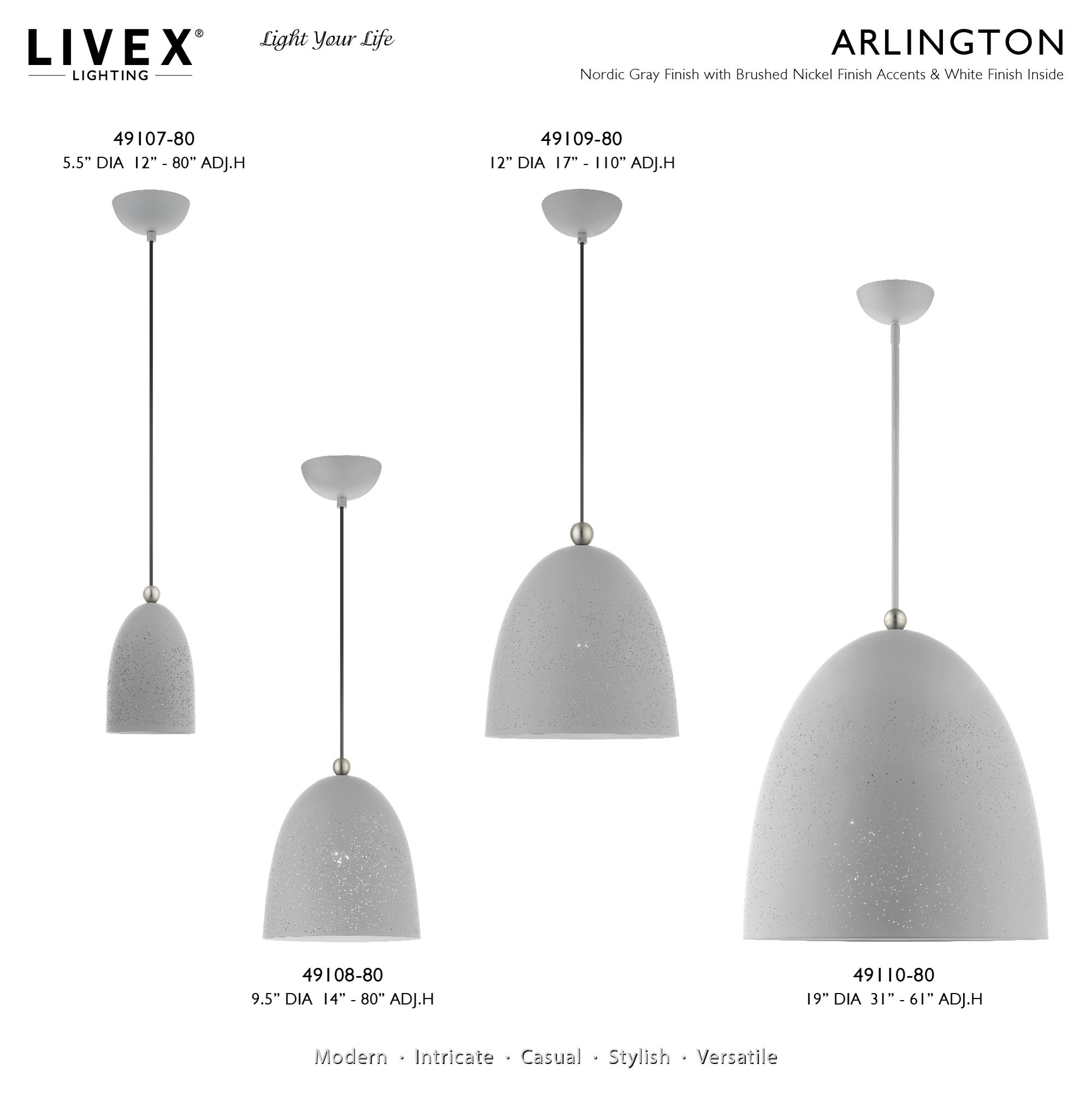 Arlington 1 Light Nordic Gray Pendant