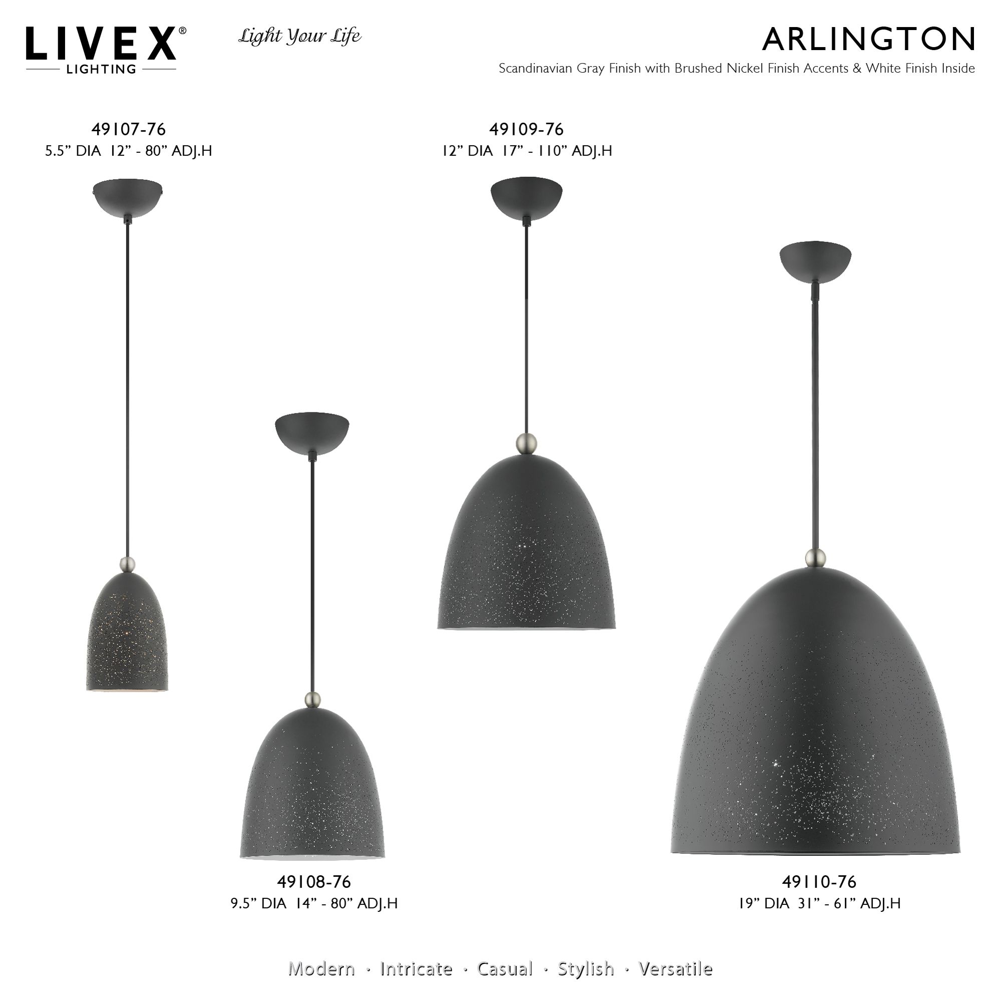 Arlington 1 Light Scandinavian Gray Pendant