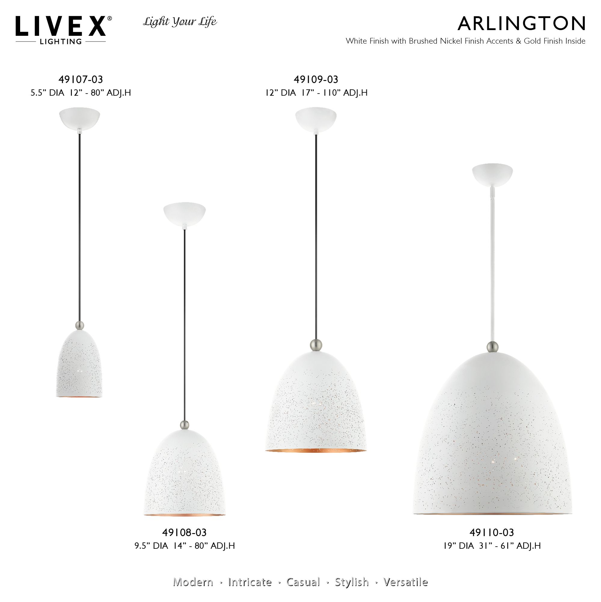 Arlington 1 Light White Pendant