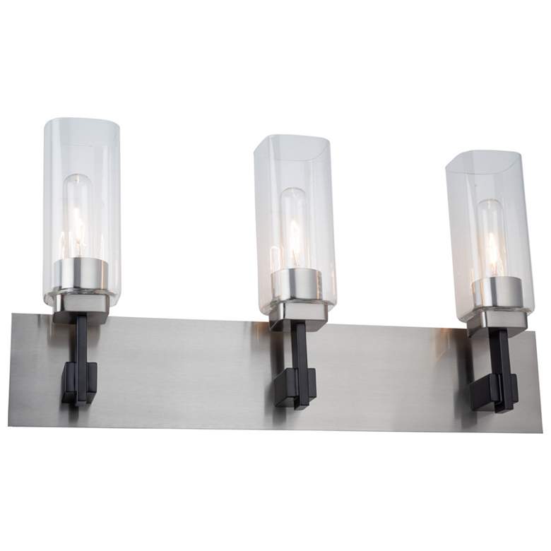 Image 1 Arlington 23.5"W 3-Light Satin Nickel Bathroom Vanity w/ Clear Glass S