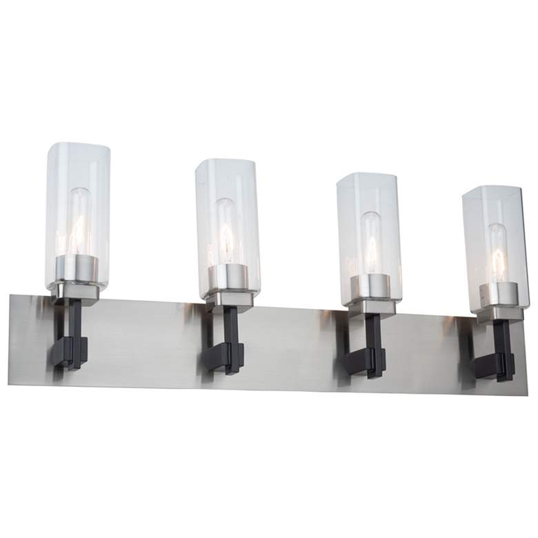 Image 1 Arlington 31"W 4-Light Satin Nickel Bathroom Vanity w/ Clear Glass Sha