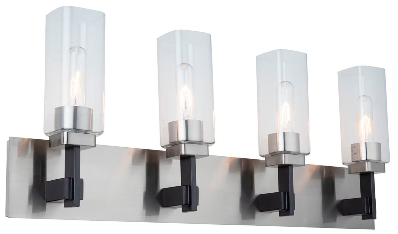 Image 2 Arlington 31"W 4-Light Satin Nickel Bathroom Vanity w/ Clear Glass Sha more views