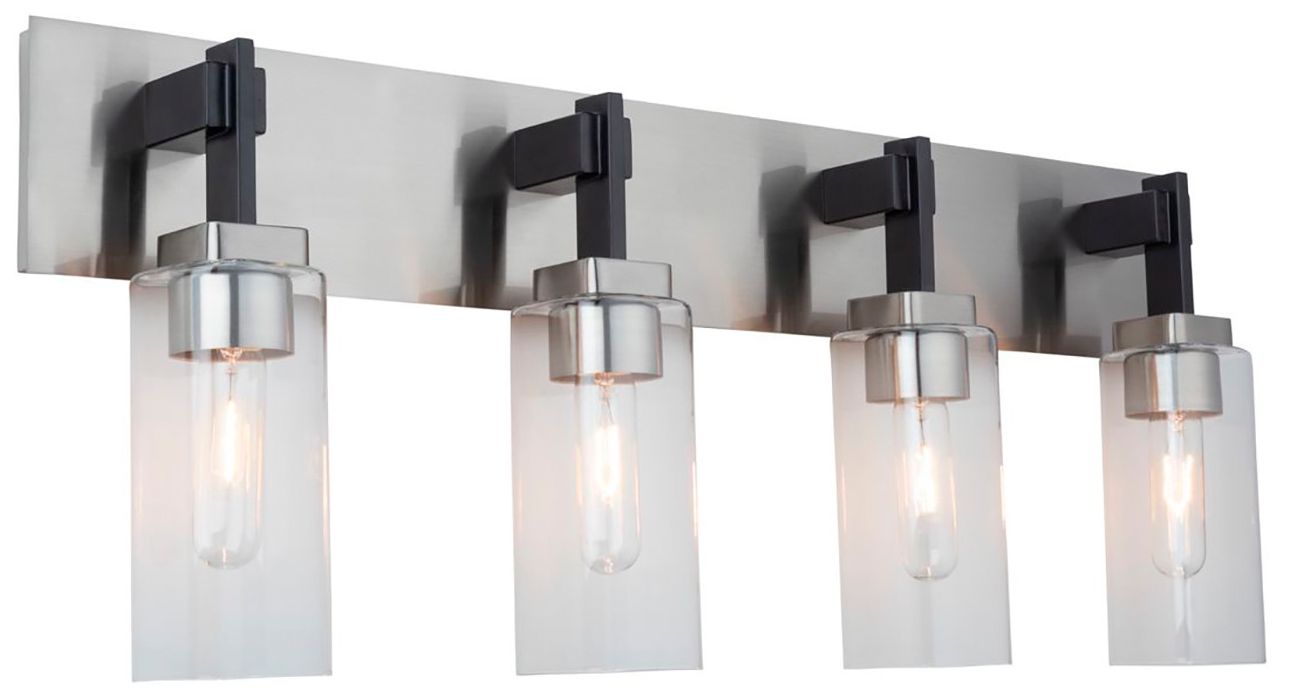 Image 3 Arlington 31"W 4-Light Satin Nickel Bathroom Vanity w/ Clear Glass Sha more views