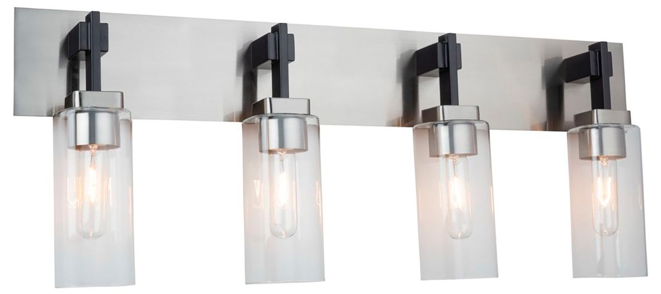 Image 4 Arlington 31"W 4-Light Satin Nickel Bathroom Vanity w/ Clear Glass Sha more views
