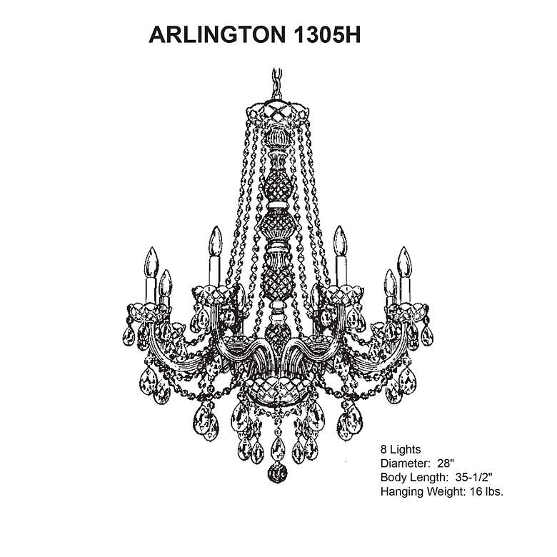 Image 7 Arlington 35.5"H x 28"W 8-Light Crystal Chandelier in Silver more views