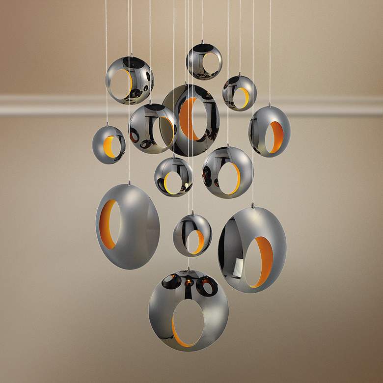 Image 1 Arlington 39 1/2 inchW Blackened Chrome LED Multi Light Pendant