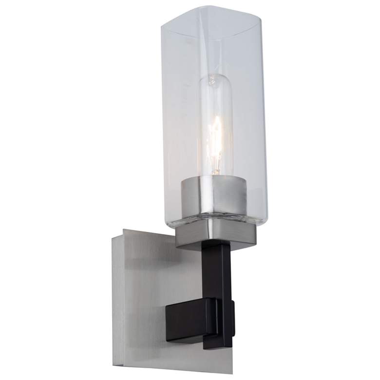 Image 1 Arlington 4.75" Wide Satin Nickel Bathroom Sconce With Clear Glass Sha