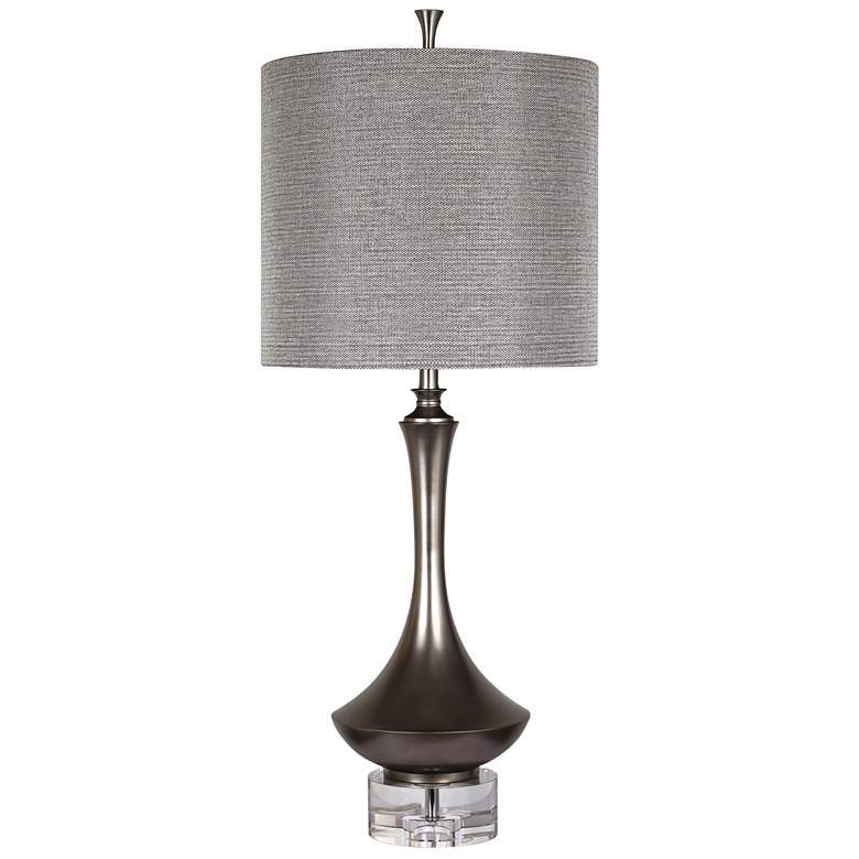 Image 1 Arlington 40 1/2" Modern Charcoal Metal Table Lamp with Crystal Base