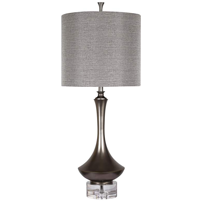 Image 1 Arlington Charcoal Metal Table Lamp with Crystal Base