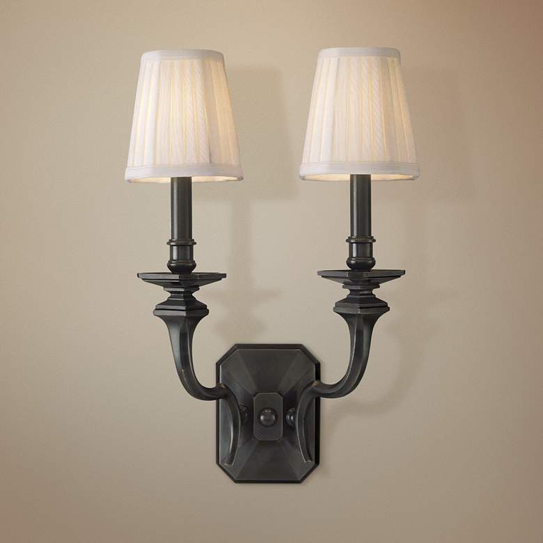 Image 1 Arlington Double Light 18 3/4&#8221; High Bronze Wall Sconce