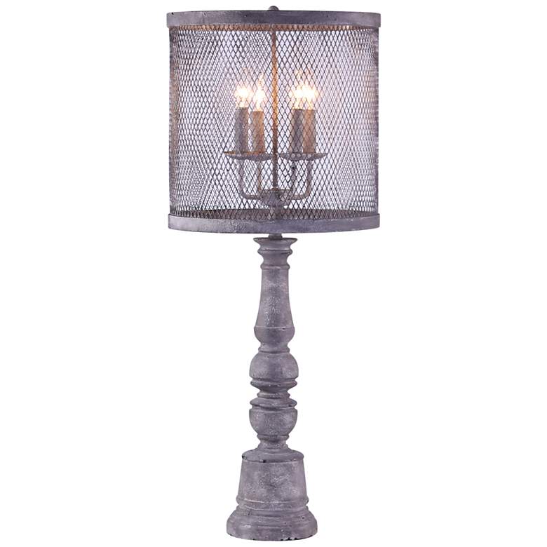 Image 1 Arlington Gunmetal 4-Light Table Lamp w/ Metal Mesh Shade