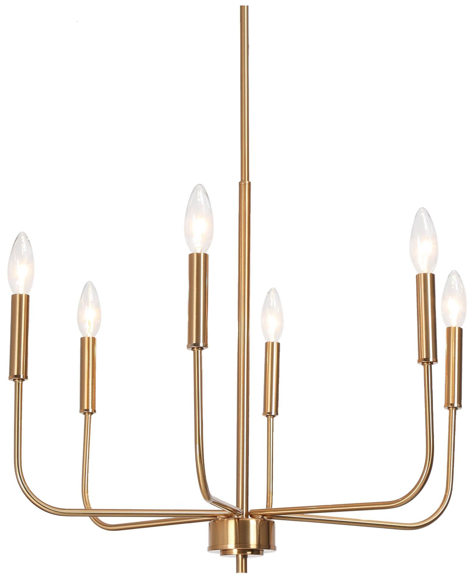 Image 2 Arlinne 20"W Polished Brass 6-Light Metal Candle Chandelier