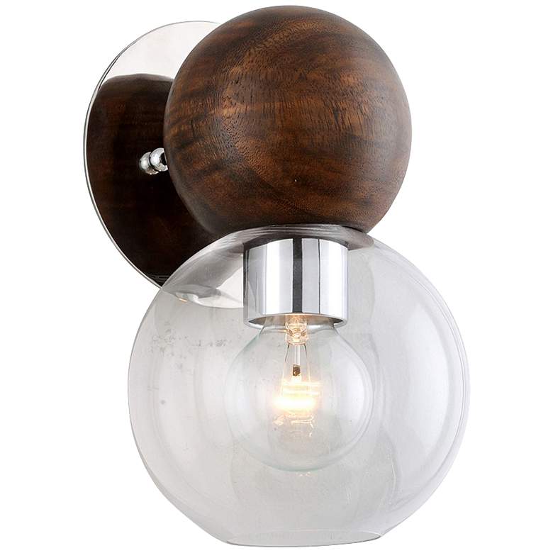 Image 1 Arlo 11 1/4 inchH Stainless Steel and Natural Acacia Wall Sconce