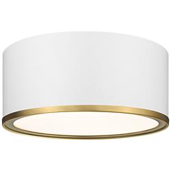 Arlo 12 1/4"W Matte White with Rubbed Brass Ceiling Light
