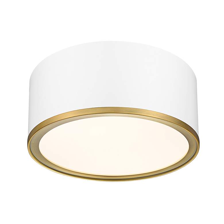Image 6 Arlo 12 1/4"W Matte White with Rubbed Brass Ceiling Light more views