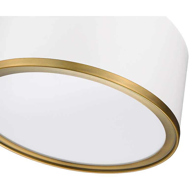 Image 7 Arlo 12 1/4"W Matte White with Rubbed Brass Ceiling Light more views