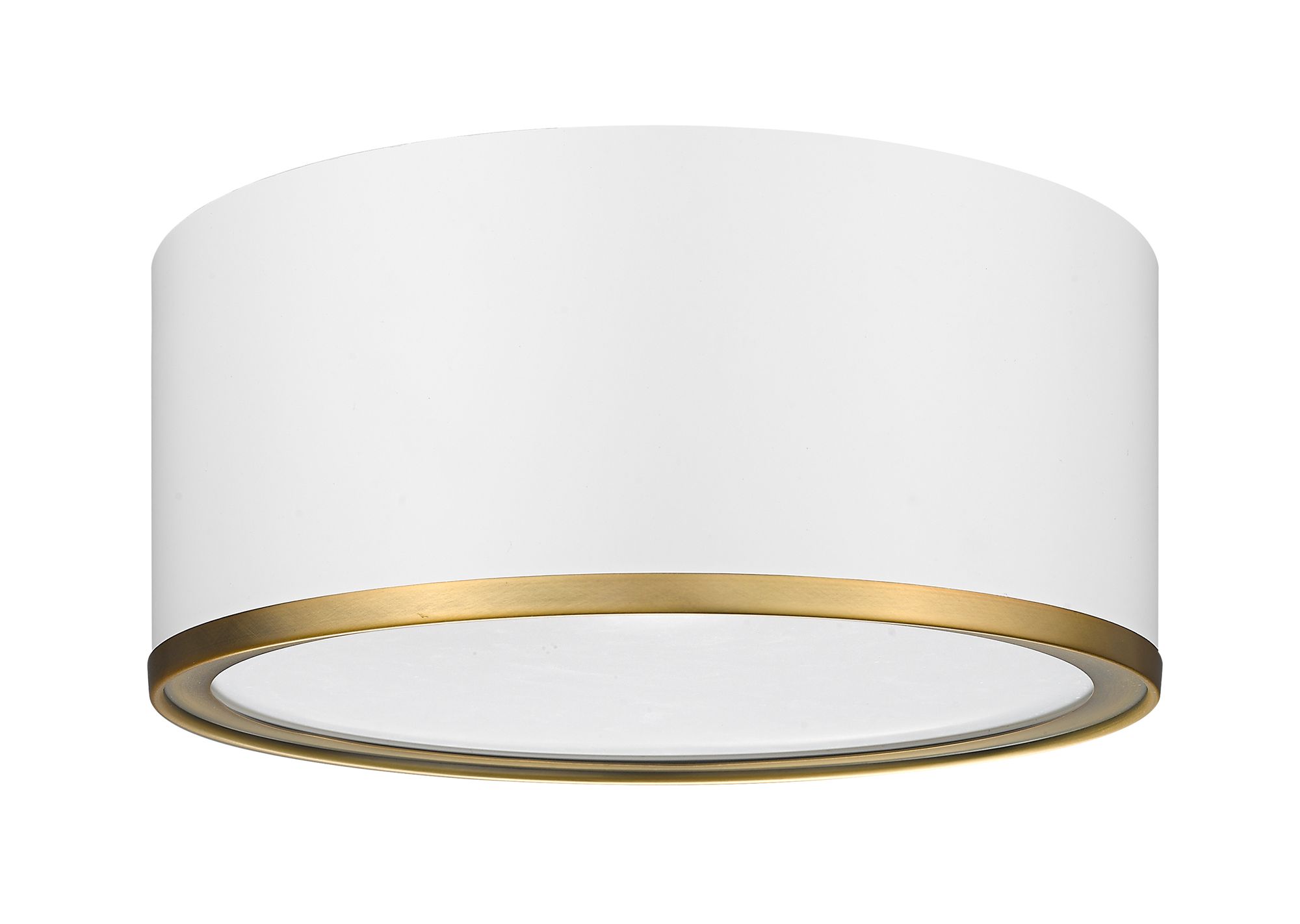 Arlo 12 1/4"W Matte White with Rubbed Brass Ceiling Light