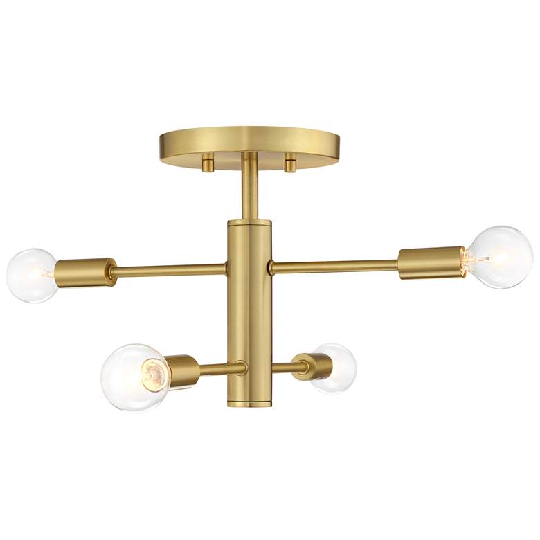 Image 1 Arlo 14.25 in. 4-Light Brushed Gold Minimalist Semi Flush Mount