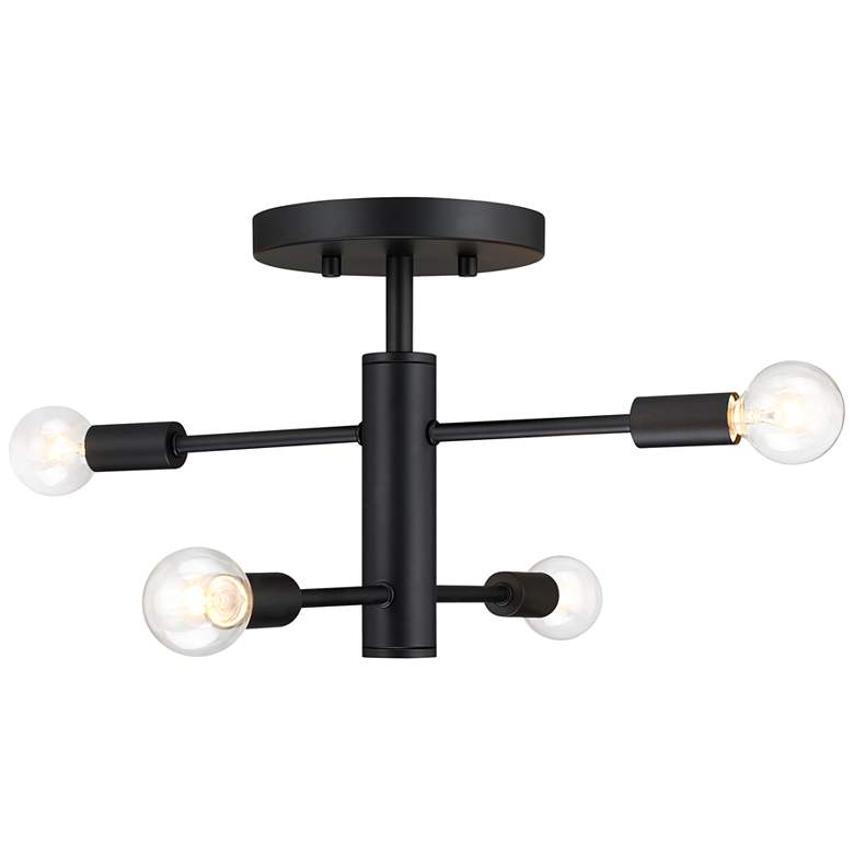 Image 1 Arlo 14.25 in. 4-Light Matte Black Minimalist Semi Flush Mount