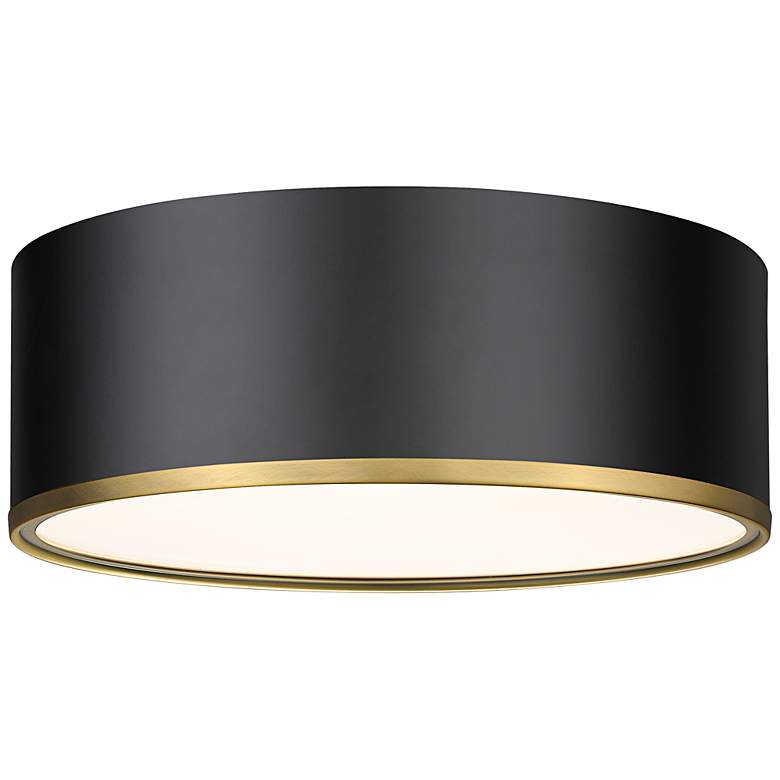 Image 3 Arlo 16" Wide Matte Black and Rubbed Brass Ceiling Light