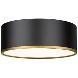 Arlo 16" Wide Matte Black and Rubbed Brass Ceiling Light