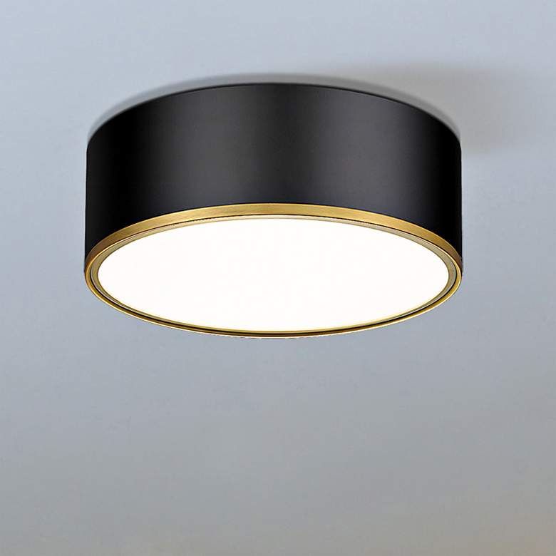 Image 2 Arlo 16" Wide Matte Black and Rubbed Brass Ceiling Light