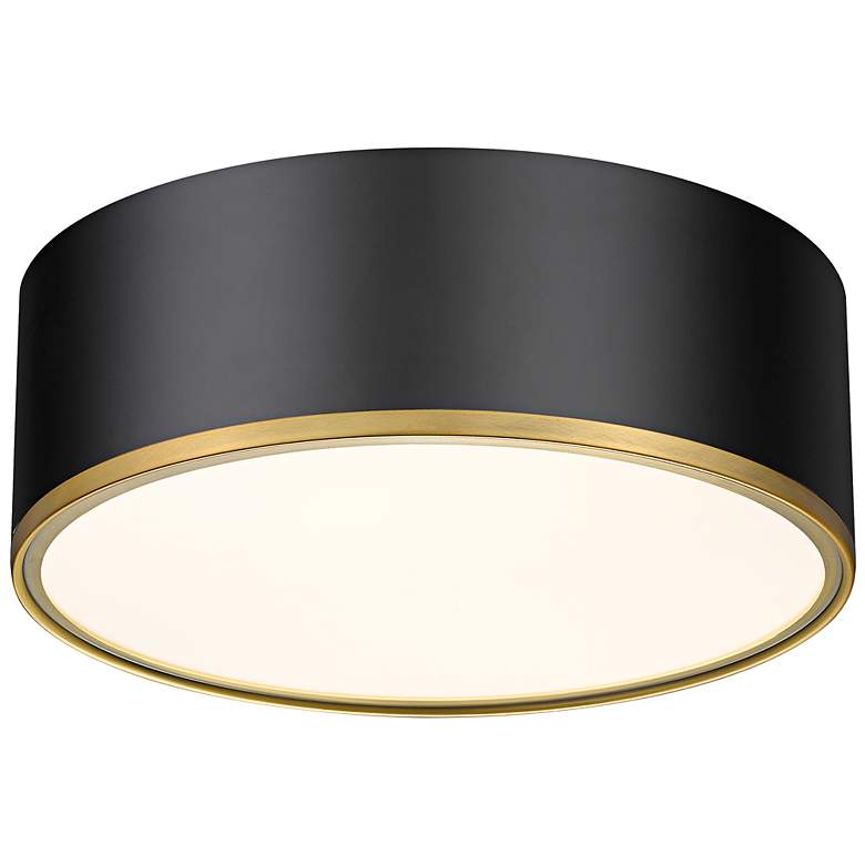 Image 6 Arlo 16" Wide Matte Black and Rubbed Brass Ceiling Light more views