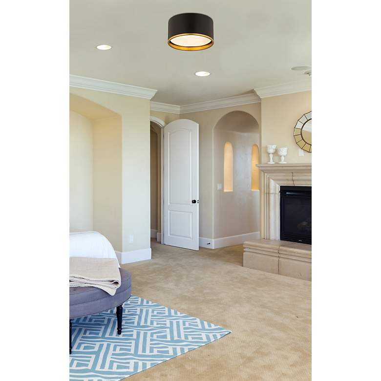 Image 3 Arlo 2 Light Flush Mount in Matte Black and Rubbed Brass more views
