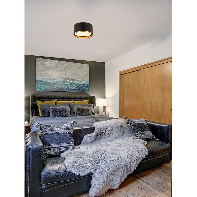 Image 4 Arlo 2 Light Flush Mount in Matte Black and Rubbed Brass more views