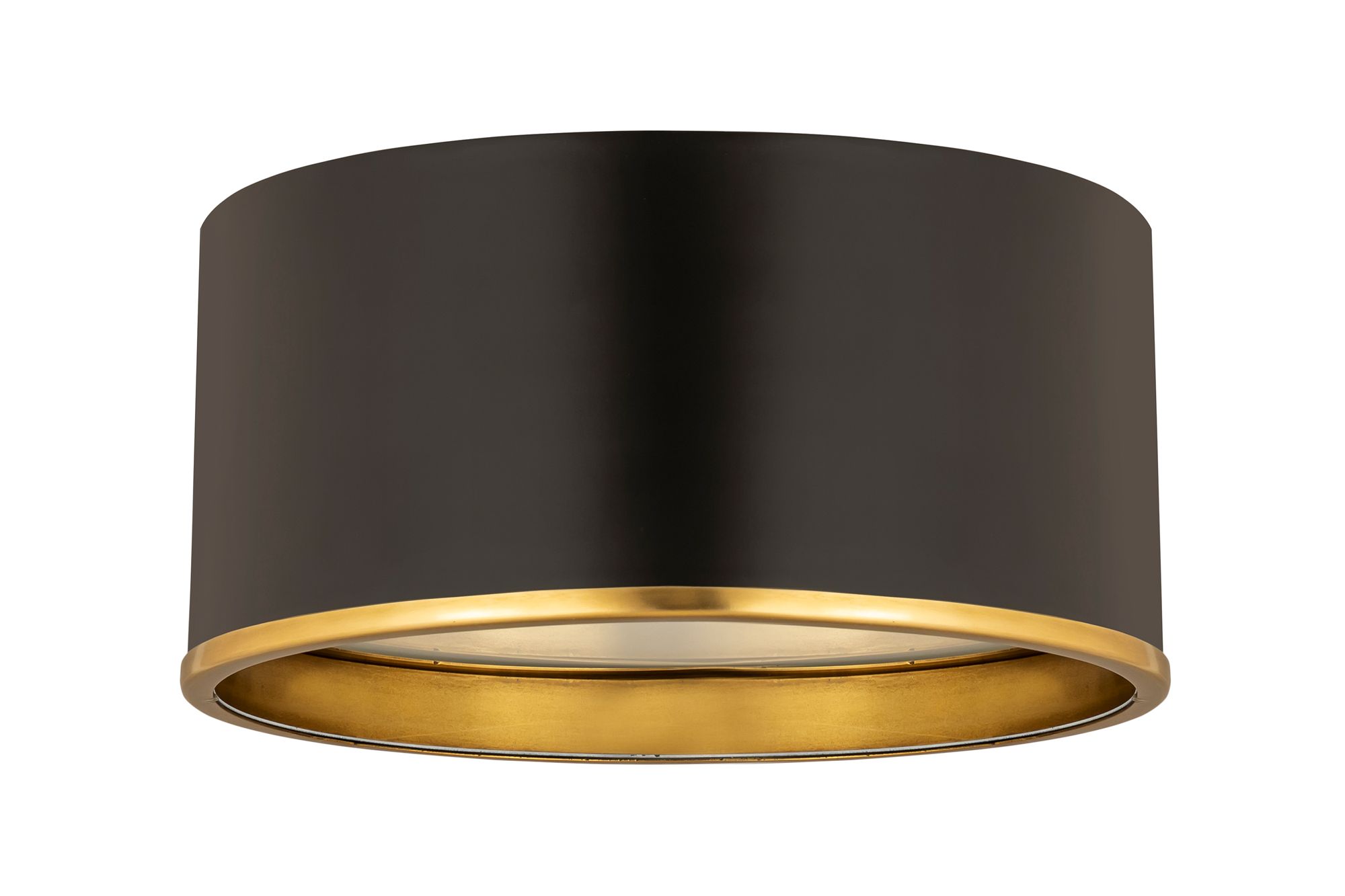 Arlo 2 Light Flush Mount in Matte Black and Rubbed Brass
