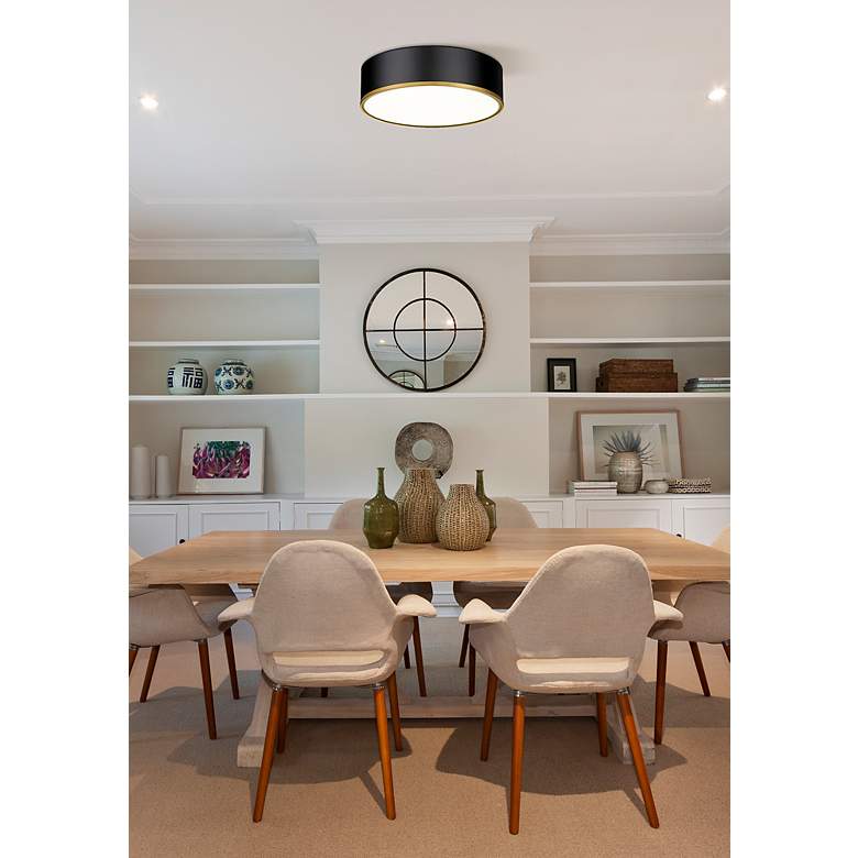 Image 3 Arlo 20 1/4" Wide Matte Black and Rubbed Brass Ceiling Light more views
