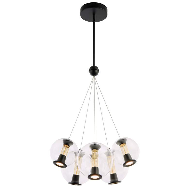 Image 1 Arlo 22.5" Wide Black Chandelier With Clear Glass Shade