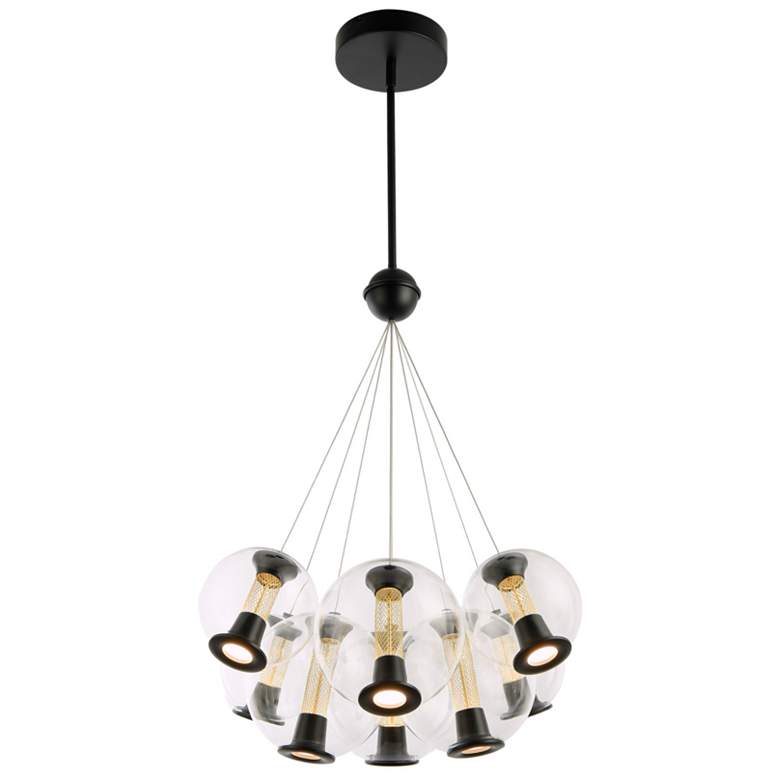 Image 1 Arlo 25.5" Wide Black Chandelier With Clear Glass Shade