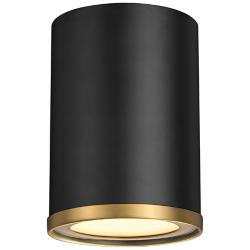Arlo 5 1/4" Wide Matte Black and Rubbed Brass Ceiling Light