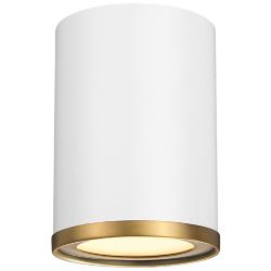 Arlo 5 1/4" Wide Matte White and Rubbed Brass Ceiling Light