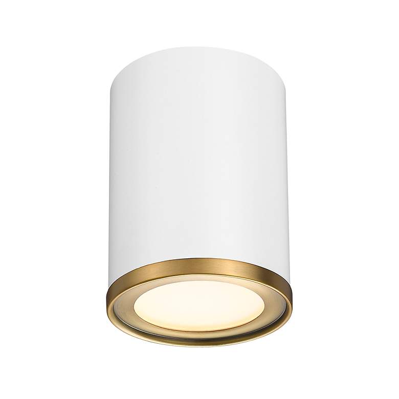 Image 7 Arlo 5 1/4" Wide Matte White and Rubbed Brass Ceiling Light more views