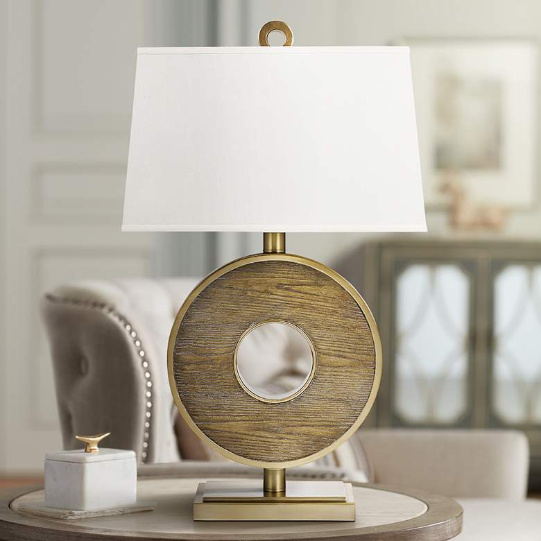 Image 1 Arlo Brushed Brass Ring-Shaped LED Table Lamp